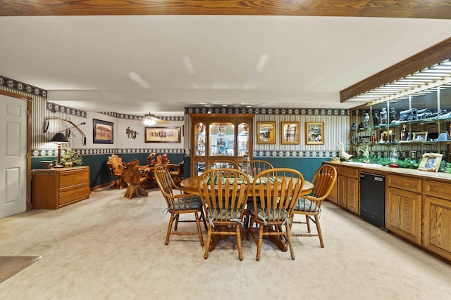 3333 N Ashton Rd, Otis Orchards, WA 99027 - dining room with wallpapered walls, light colored carpet, and bar area