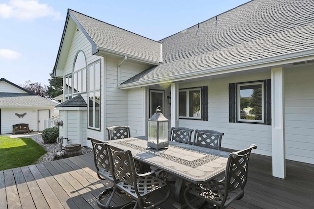 3333 N Ashton Rd, Otis Orchards, WA 99027 - wooden terrace with outdoor dining area