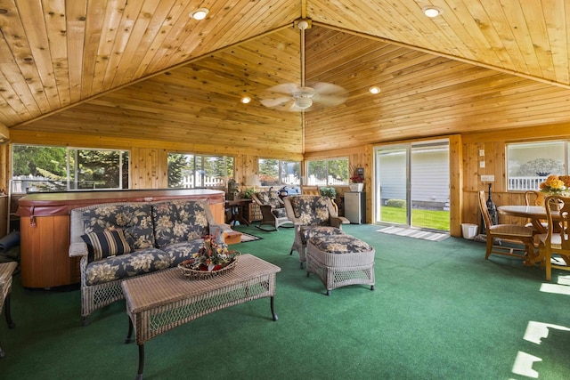 3333 N Ashton Rd, Otis Orchards, WA 99027 - sunroom / solarium featuring vaulted ceiling and a hot tub