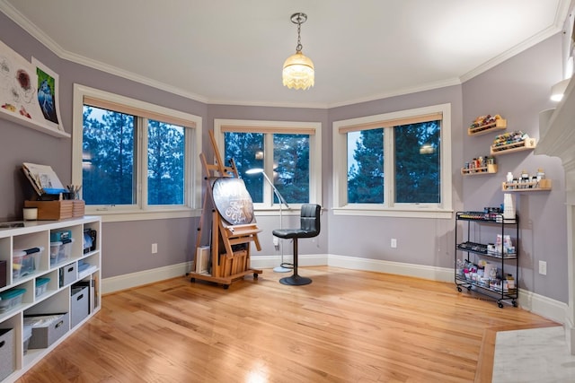 1807 E Pinegate Ln, Spokane, WA 99224 - misc room featuring light wood-type flooring and ornamental molding