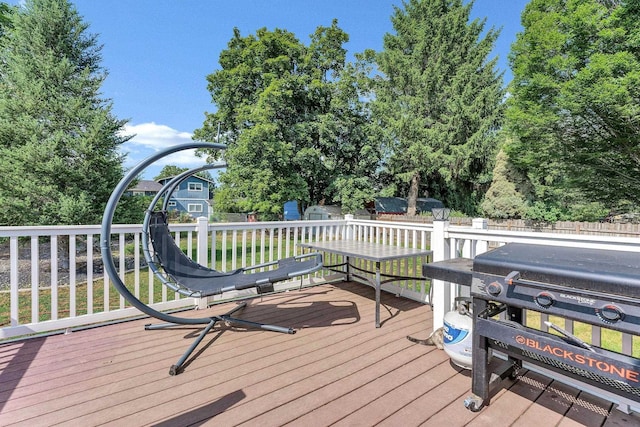15217 E 15th Ave, Spokane Valley, WA 99037 - wooden terrace featuring a grill and a fenced backyard