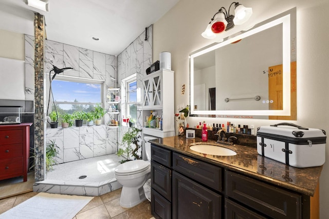 20902 S Ritchey Rd, Spokane, WA 99004 - bathroom featuring vanity, a walk in shower, and tile patterned floors