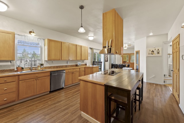 20902 S Ritchey Rd, Spokane, WA 99004 - kitchen featuring stainless steel dishwasher, black electric cooktop, dark wood finished floors, and healthy amount of natural light