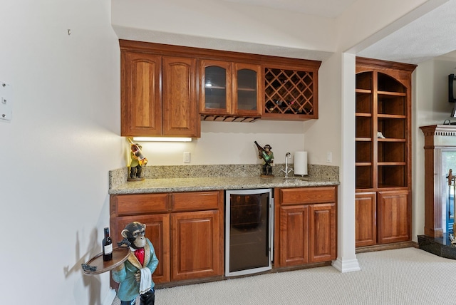 8708 E Redwood Ln, Spokane, WA 99217 - indoor wet bar with beverage cooler and light colored carpet