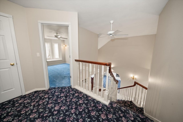 6419 W Skagit Ave, Spokane, WA 99208 - staircase with carpet flooring and a ceiling fan