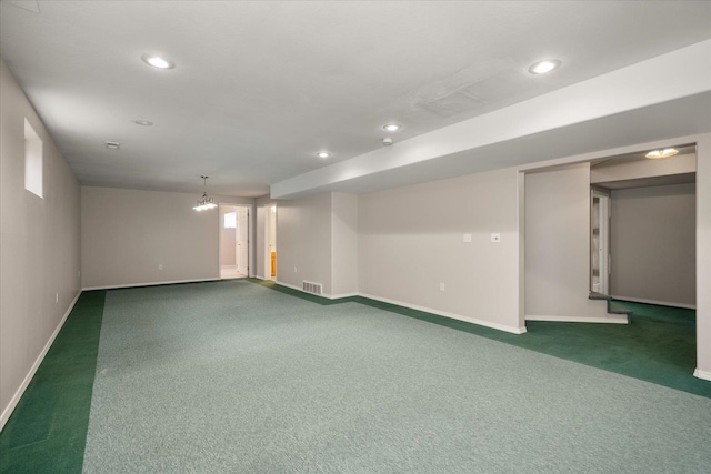 6419 W Skagit Ave, Spokane, WA 99208 - basement with carpet floors, recessed lighting, and a chandelier
