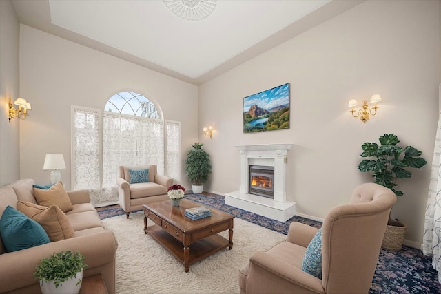 6419 W Skagit Ave, Spokane, WA 99208 - living room with a glass covered fireplace and high vaulted ceiling