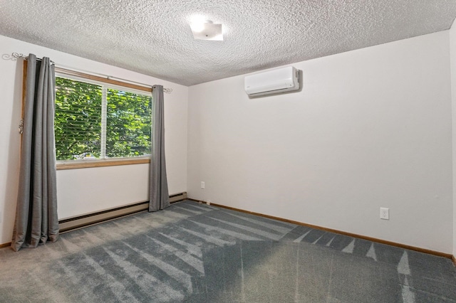 13908 E 32nd Ave, Spokane Valley, WA 99037 - carpeted spare room featuring an AC wall unit, a baseboard radiator, and a textured ceiling