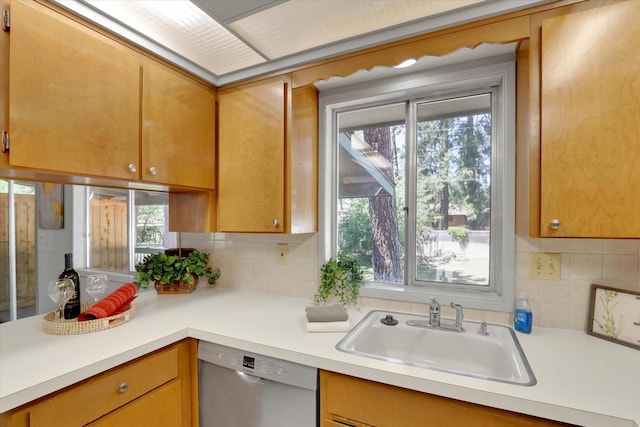 13709 E 30th Ave, Spokane Valley, WA 99216 - kitchen featuring dishwasher, light countertops, and tasteful backsplash