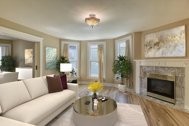 1428 E 18th Ave, Spokane, WA 99203 - living room with wood finished floors and a high end fireplace