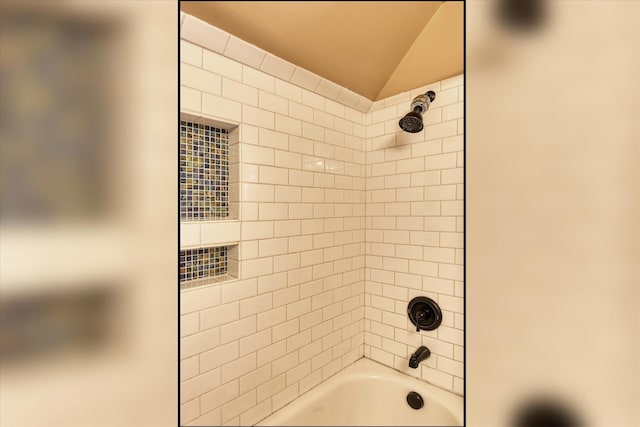1428 E 18th Ave, Spokane, WA 99203 - bathroom with shower / tub combination and lofted ceiling