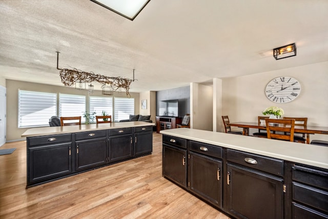 447 E Dakota Ave, Hayden, ID 83835 - kitchen with open floor plan, light countertops, light wood-style floors, and dark cabinets