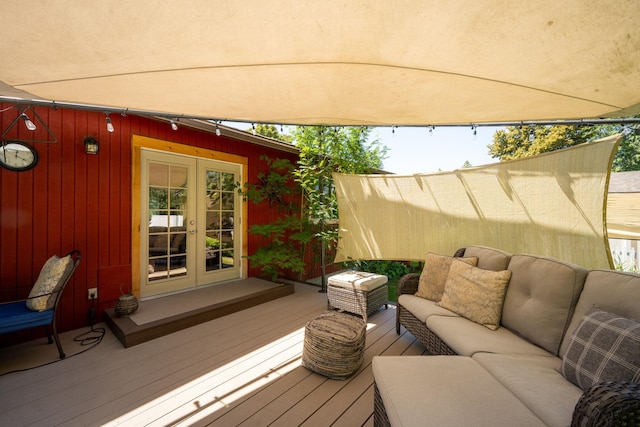 447 E Dakota Ave, Hayden, ID 83835 - wooden terrace with french doors and an outdoor living space