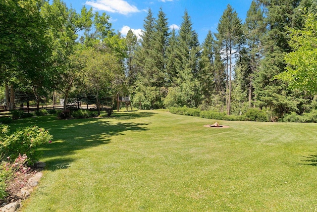 996A Basin Rd, Colville, WA 99114 - view of green lawn with an outdoor fire pit