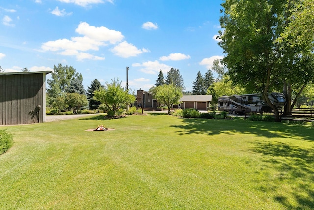 996A Basin Rd, Colville, WA 99114 - view of green lawn featuring an outdoor fire pit and an outdoor structure