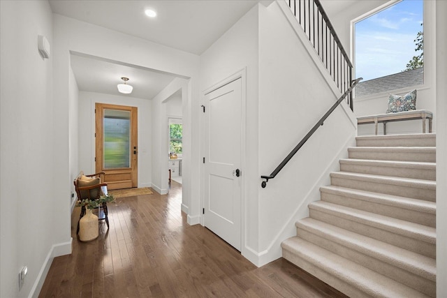 3103 W 18th Ave, Spokane, WA 99224 - entryway with stairway, wood-type flooring, and recessed lighting