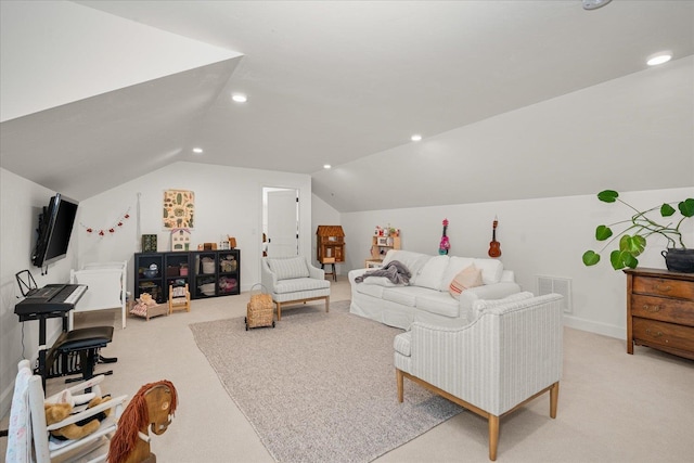 3103 W 18th Ave, Spokane, WA 99224 - carpeted living room with lofted ceiling and recessed lighting