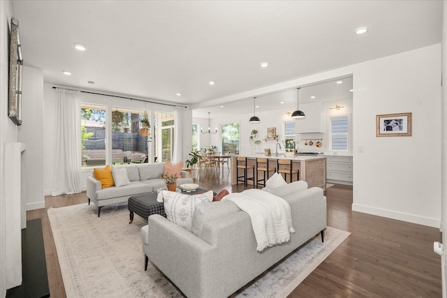 3103 W 18th Ave, Spokane, WA 99224 - living room featuring recessed lighting and dark wood finished floors