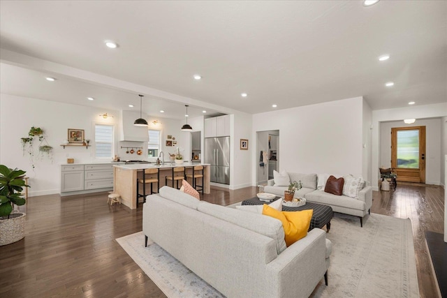 3103 W 18th Ave, Spokane, WA 99224 - living room with dark wood finished floors, recessed lighting, and healthy amount of natural light