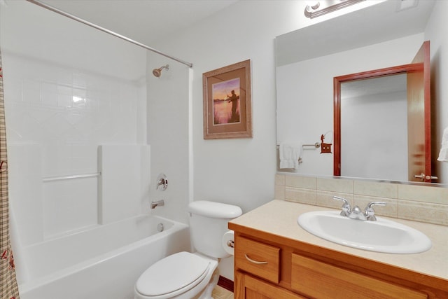 2716 S Man O War Ln, Veradale, WA 99037 - bathroom with decorative backsplash, vanity, and shower / tub combo