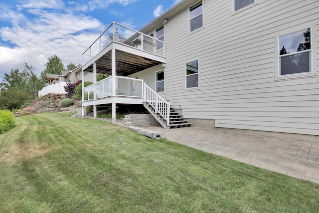 2716 S Man O War Ln, Veradale, WA 99037 - back of house with a yard, stairway, a patio, and a wooden deck