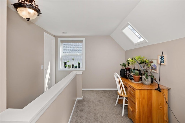 1123 W 25th Ave, Spokane, WA 99203 - office featuring a skylight, light colored carpet, and vaulted ceiling