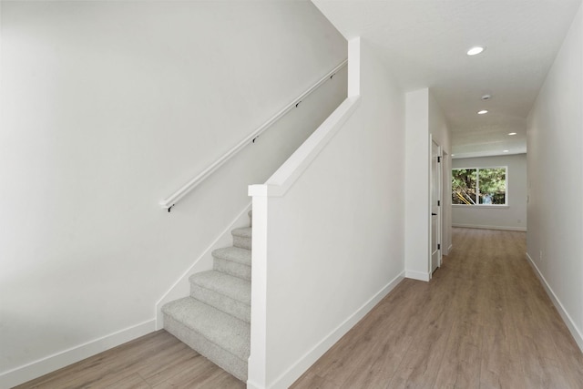 1215 S Radio Ln, Spokane Valley, WA 99212 - staircase with wood finished floors and recessed lighting