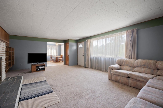 40010 N Newport Hwy, Elk, WA 99009 - carpeted living room with a brick fireplace