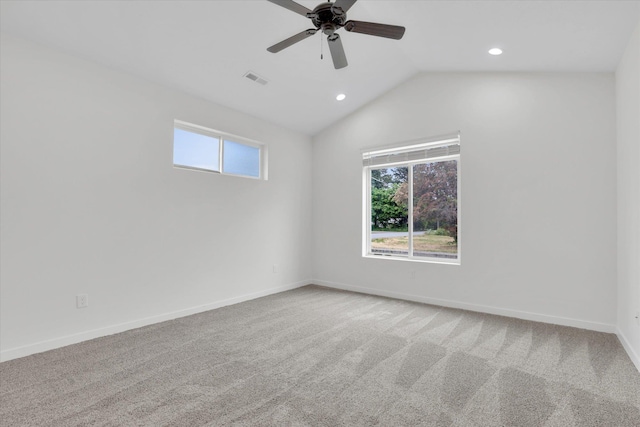 403 N Calvin Ln, Spokane Valley, WA 99216 - spare room with recessed lighting, light colored carpet, ceiling fan, and vaulted ceiling