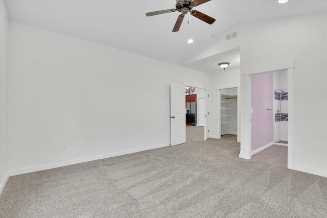 403 N Calvin Ln, Spokane Valley, WA 99216 - unfurnished bedroom with carpet flooring, refrigerator with ice dispenser, a walk in closet, high vaulted ceiling, and recessed lighting