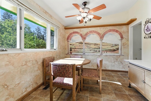 3832 S Cook St, Spokane, WA 99223 - dining room with vaulted ceiling and ceiling fan