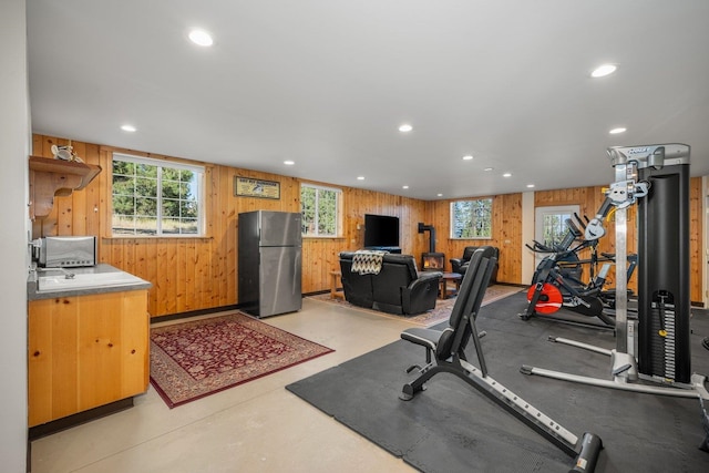 5614 N Thierman Rd, Spokane, WA 99217 - workout room featuring wooden walls and recessed lighting