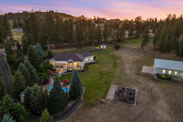 5614 N Thierman Rd, Spokane, WA 99217 - aerial view at dusk of view of pool