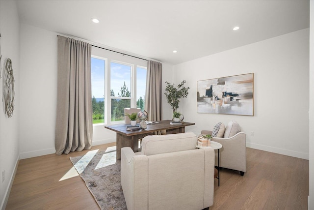 5257 S Falcon Point Ct, Spokane, WA 99224 - living room featuring wood finished floors and recessed lighting