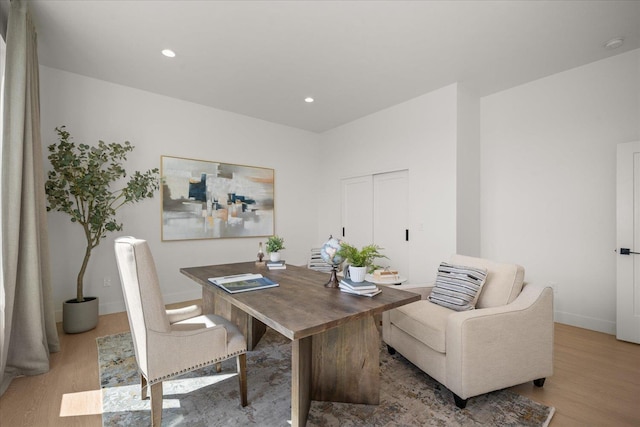 5257 S Falcon Point Ct, Spokane, WA 99224 - home office with light wood-style flooring and recessed lighting