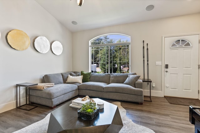 1611 W Tieton Ave, Spokane, WA 99208 - living area featuring wood finished floors and lofted ceiling