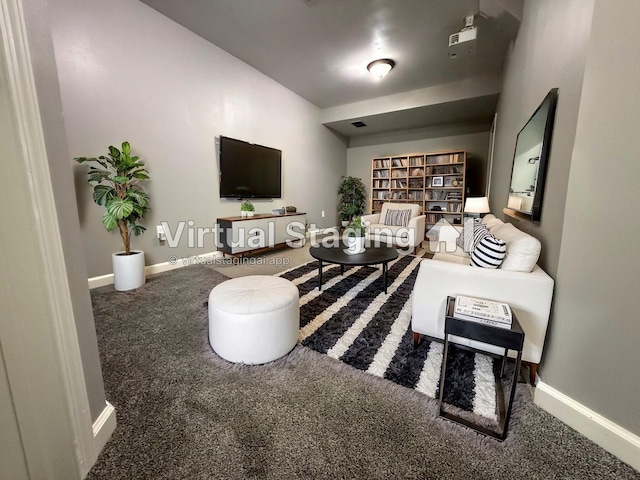 9906 E 17th Ln, Spokane Valley, WA 99206 - carpeted living area with baseboards and built in features