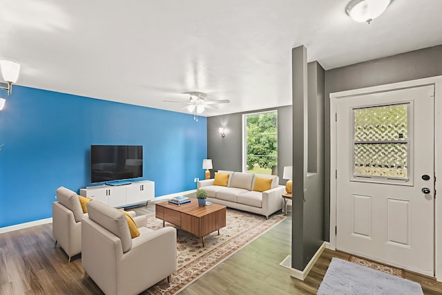9906 E 17th Ln, Spokane Valley, WA 99206 - living area with wood finished floors and ceiling fan