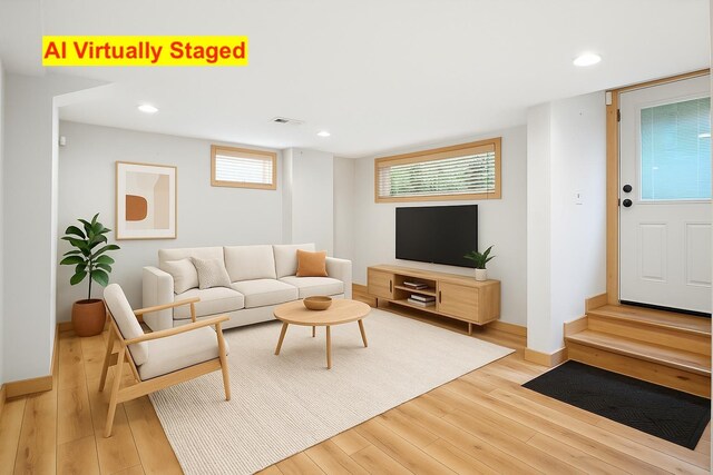 3121 S Manito Blvd, Spokane, WA 99203 - living area featuring light wood-type flooring, recessed lighting, and plenty of natural light