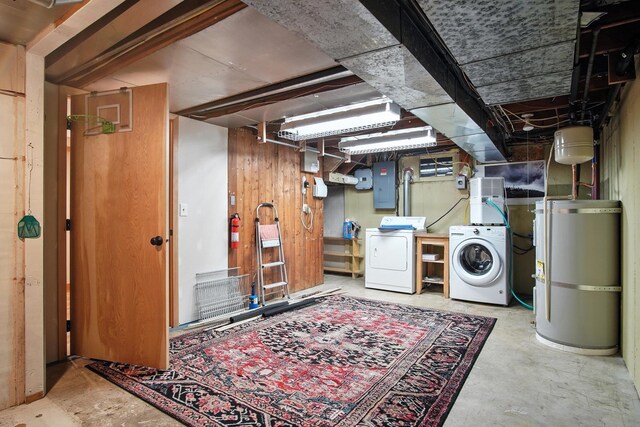 3121 S Manito Blvd, Spokane, WA 99203 - unfinished basement with water heater, electric panel, and independent washer and dryer
