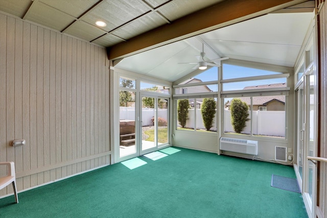 8812 W Pirates Ct, Spokane, WA 99224 - unfurnished sunroom featuring ceiling fan and an AC wall unit