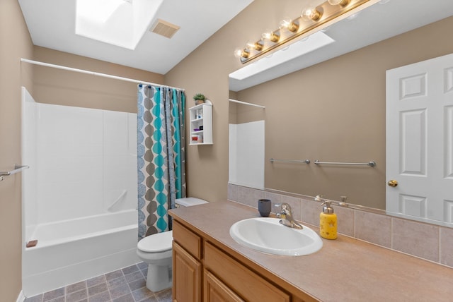 3421 S Mcdonald St, Spokane Valley, WA 99206 - bathroom featuring vanity, shower / tub combo with curtain, and tasteful backsplash
