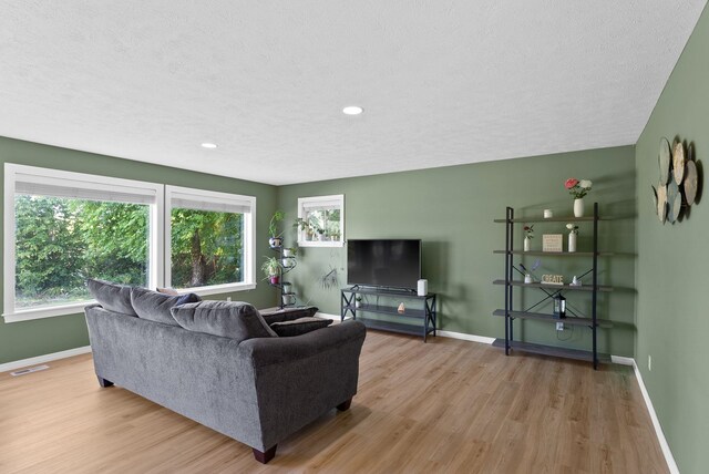3421 S Mcdonald St, Spokane Valley, WA 99206 - living room featuring wood finished floors, plenty of natural light, a textured ceiling, and recessed lighting