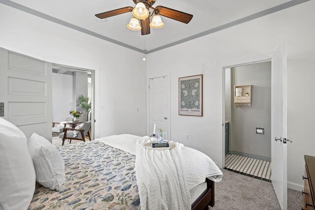 3129 E 34th Ave, Spokane, WA 99223 - carpeted bedroom featuring ceiling fan and ornamental molding