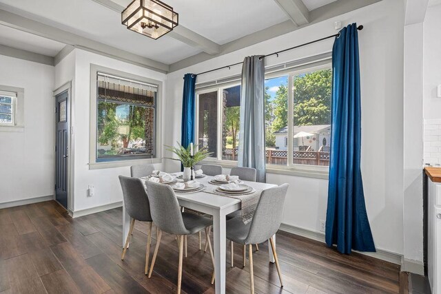 3129 E 34th Ave, Spokane, WA 99223 - dining room with dark wood-style flooring and beam ceiling