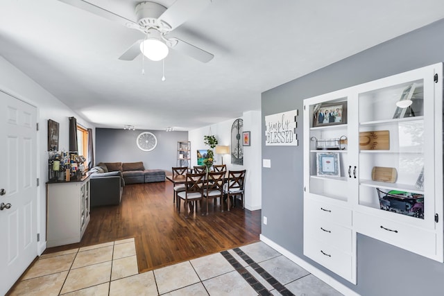 5917 N Addison St, Spokane, WA 99208 - kitchen featuring light tile patterned floors, ceiling fan, and open floor plan