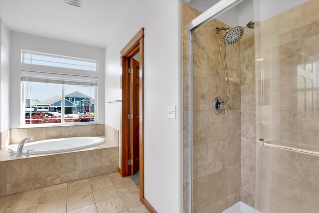 2312 W Abigail Ct, Spokane, WA 99208 - full bath with a stall shower, a bath, and tile patterned floors