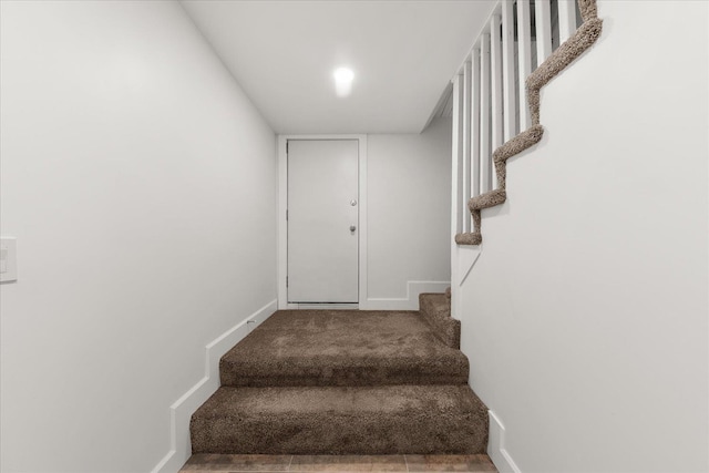 1728 S Adams St, Spokane, WA 99203 - stairs with carpet flooring and baseboards