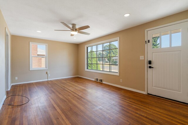 4615 N King Ct, Spokane, WA 99205 - foyer entrance with a ceiling fan, wood finished floors, and recessed lighting