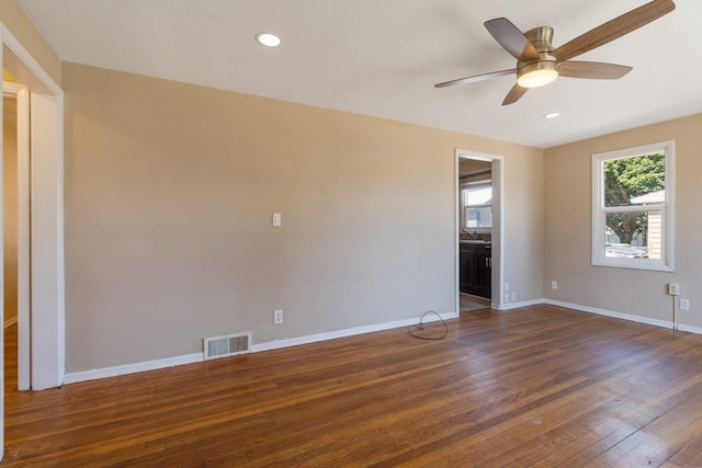 4615 N King Ct, Spokane, WA 99205 - unfurnished room with dark wood finished floors, ceiling fan, and recessed lighting